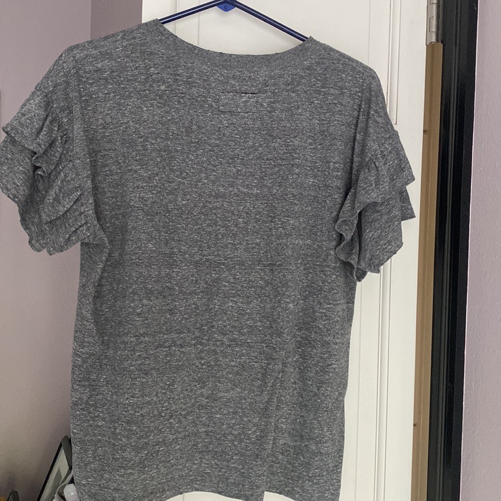 Current/Elliott heather gray ruffle roadie tee shirt - Picture 4 of 10